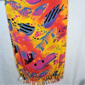 Colorful Sarong Scarf Tropical Fringed Wrap